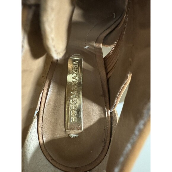 BCBG maxazaria Heels Shoes Gladiator Lace Up Woven Brown Peep Toe Boho Size 8.5 - Picture 11 of 14